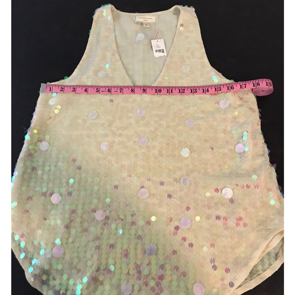 Anthropologie Moulinette Soeurs Ivory Sequin V-Neck Tank Top - Size 6 - NWT - Picture 6 of 9